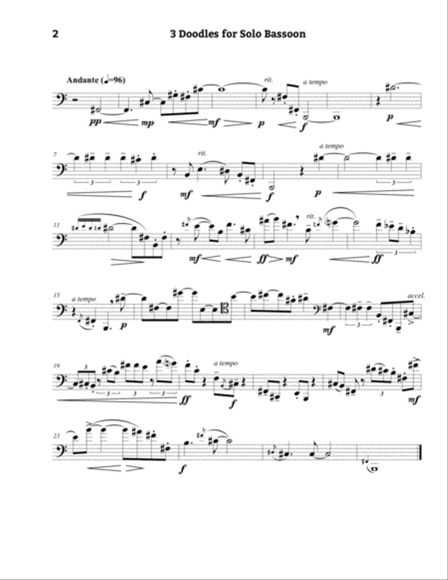 3 Doodles for Solo Bassoon Bassoon Solo scores gallery preview page 2