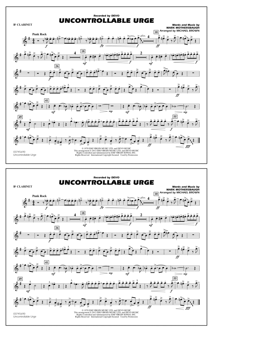 Uncontrollable Urge - Bb Clarinet