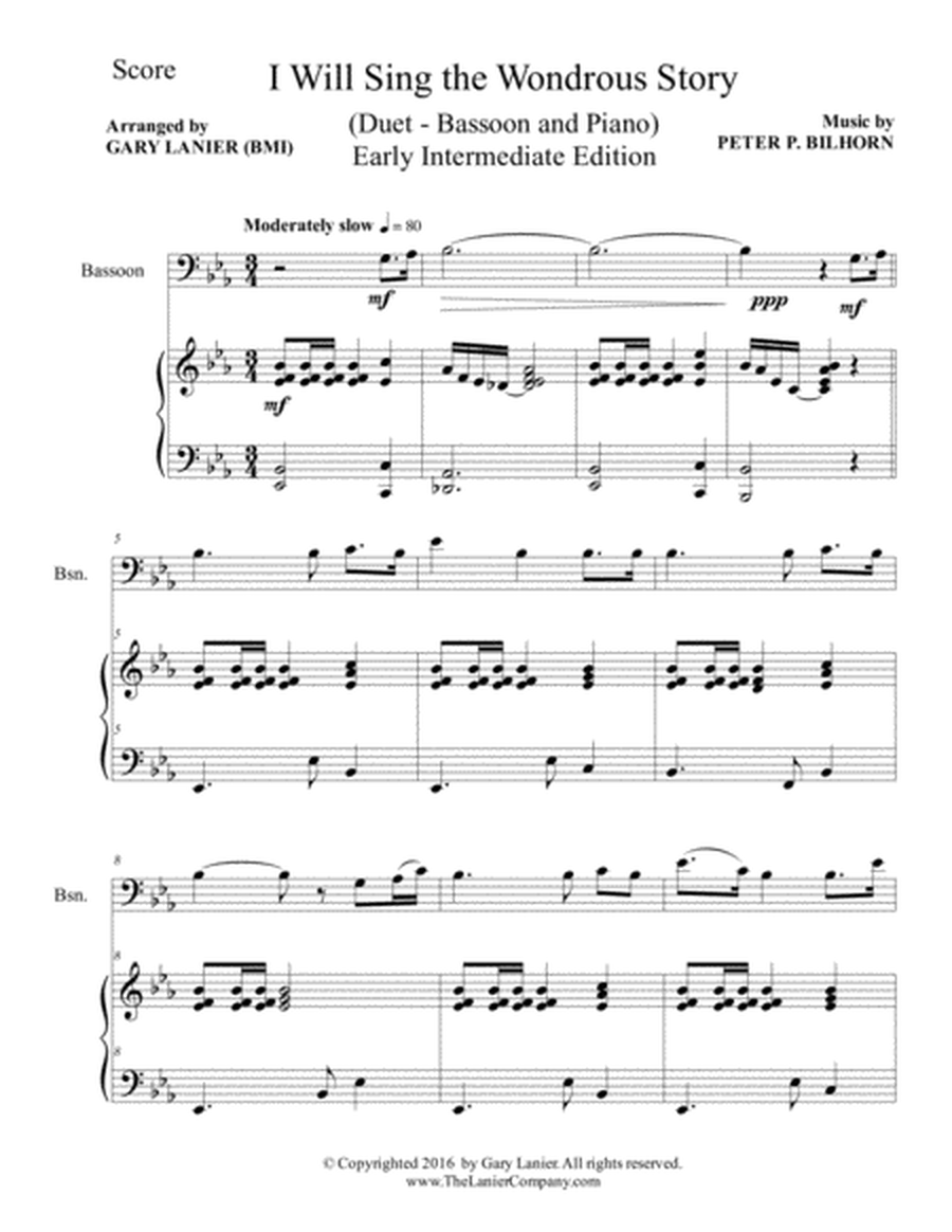 I WILL SING THE WONDROUS STORY (Early Intermediate Edition – Bassoon & Piano with Parts) image number null