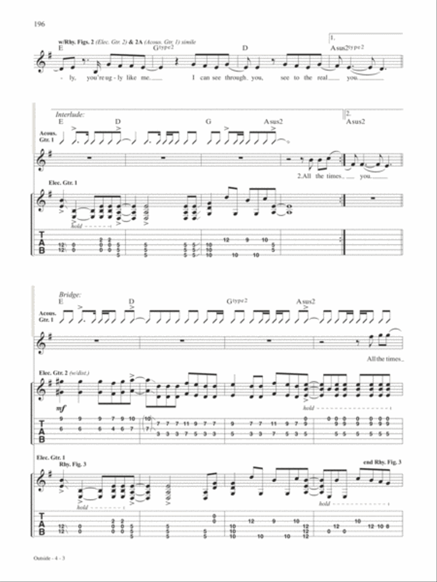 Outside Guitar Tablature scores gallery preview page 3