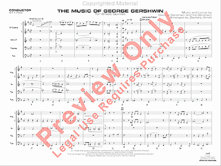 The Music of George Gershwin for Brass Quintet Jazz Ensemble scores gallery preview page 2