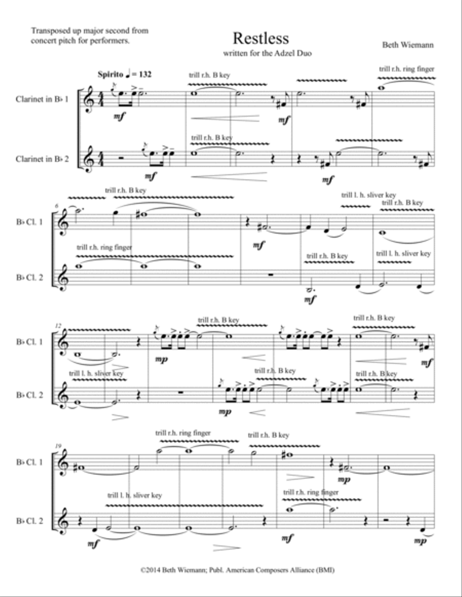 [Wiemann] Restless Clarinet Duet scores gallery preview page 3