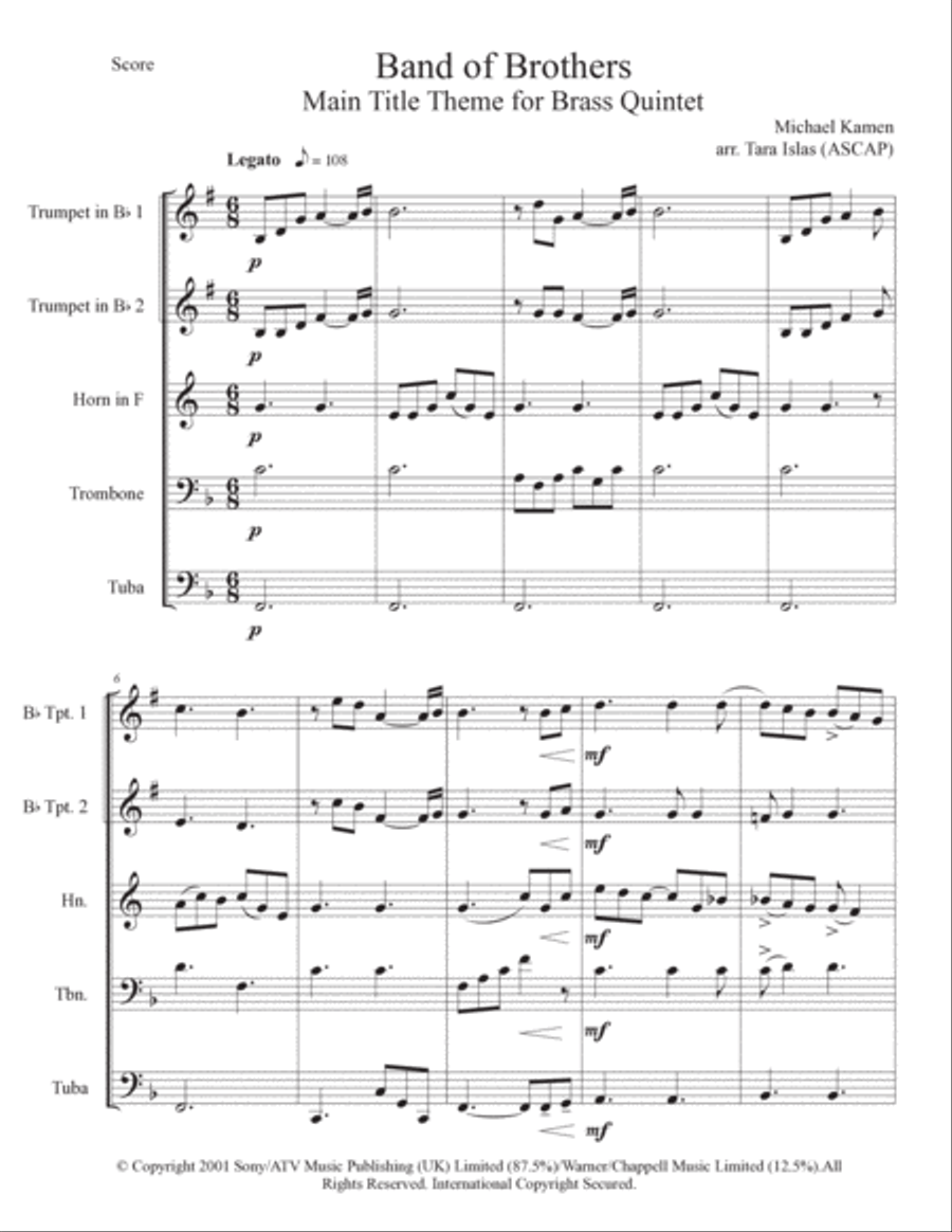 Band Of Brothers - Main Title Brass Quintet scores gallery preview page 2