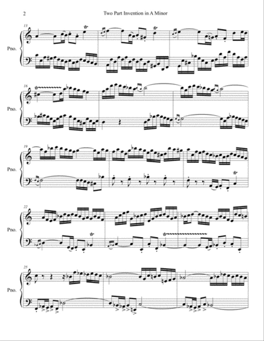Two Part Invention in A Minor Piano Solo scores gallery preview page 2