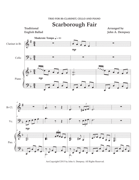 Scarborough Fair (Trio for Clarinet, Cello and Piano) image number null