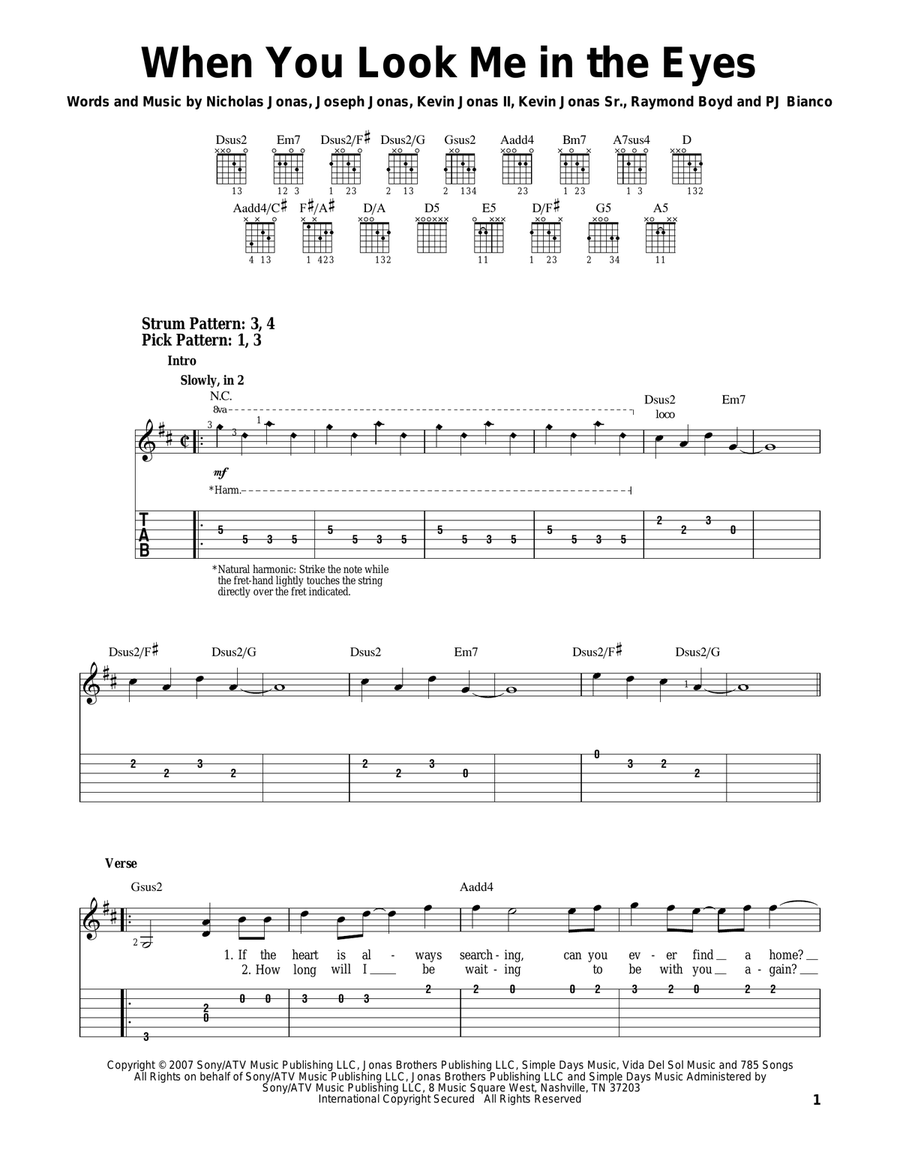 When You Look Me In The Eyes Acoustic Guitar scores gallery preview page 1