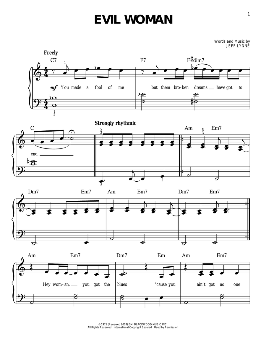 Evil Woman Easy Piano scores gallery preview page 1