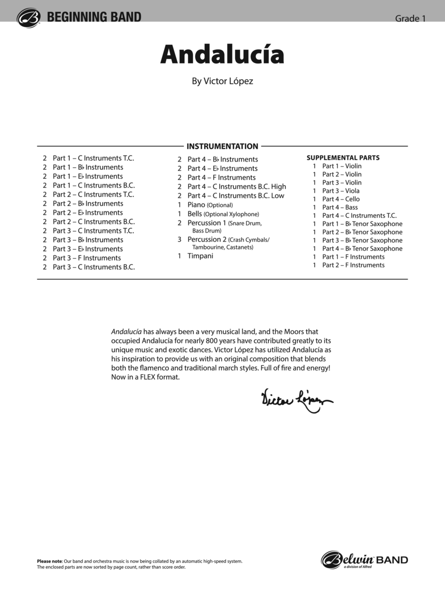 Andalucía: Score Andalucía: Score Concert Band scores gallery preview page 1