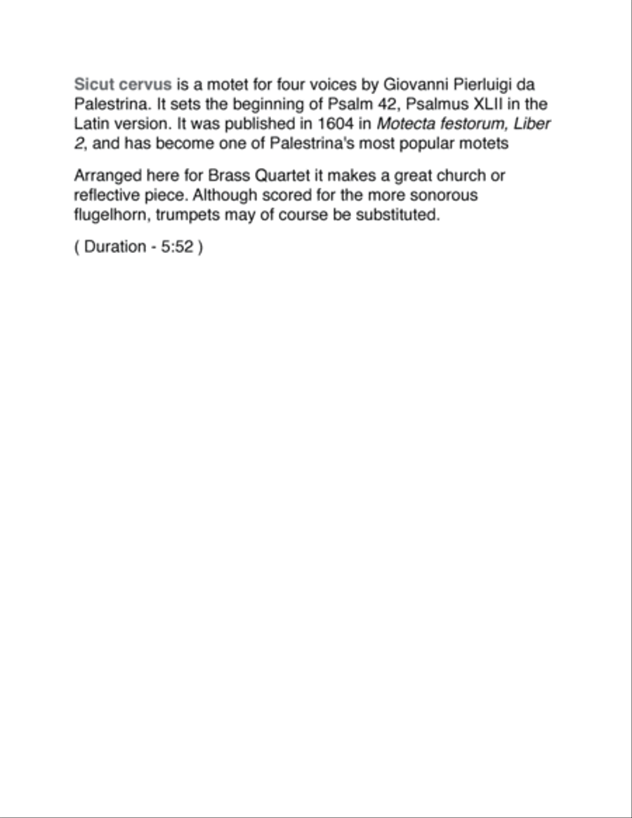 Sicut cervus for Brass Quartet Brass Quartet scores gallery preview page 2