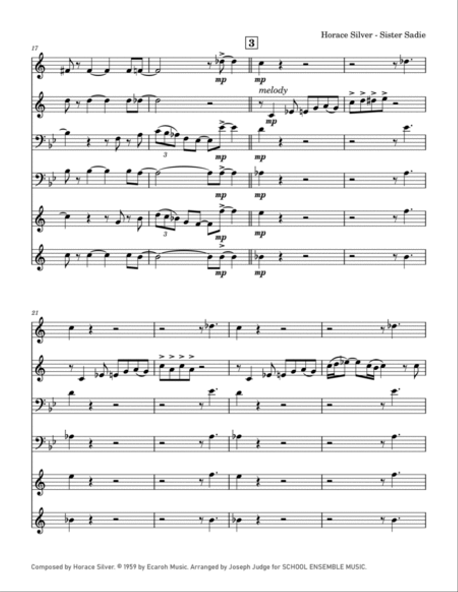 Sister Sadie Sister Sadie Brass Quartet scores gallery preview page 3