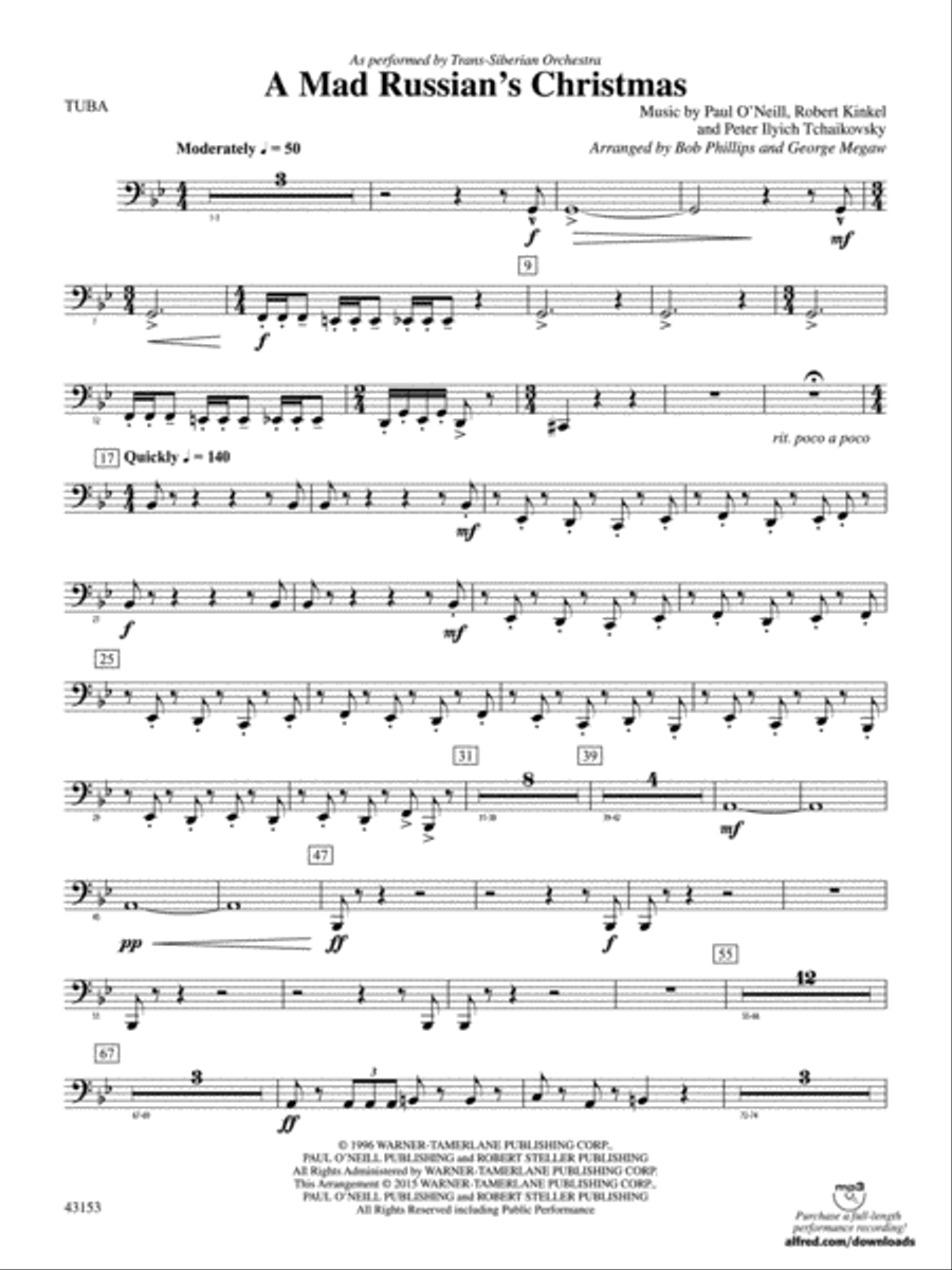 A Mad Russian's Christmas: Tuba Concert Band scores gallery preview page 1