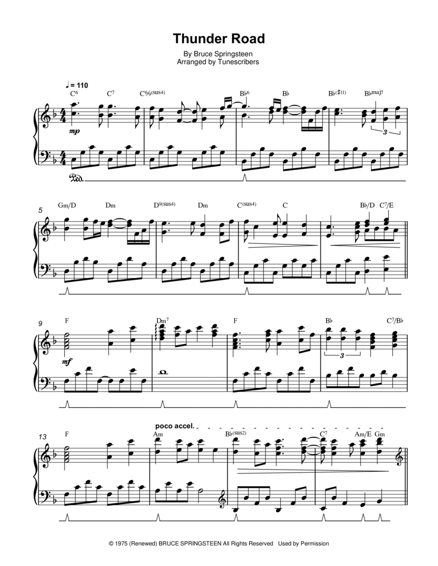 Thunder Road Piano Solo scores gallery preview page 1