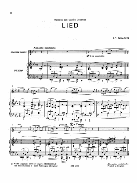 Lied for English Horn and Piano