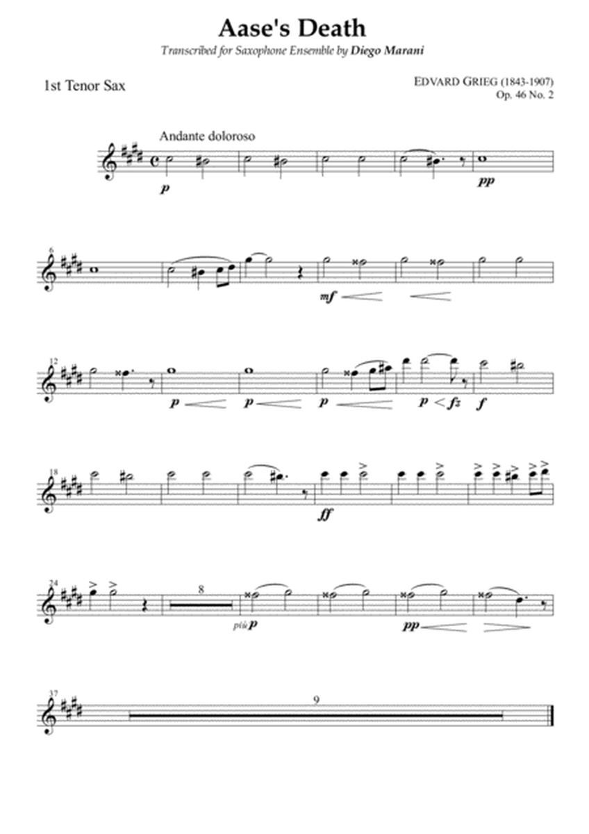 Peer Gynt Suite Op. 46 No. 1 for Saxophone Ensemble - Tenor Sax 1