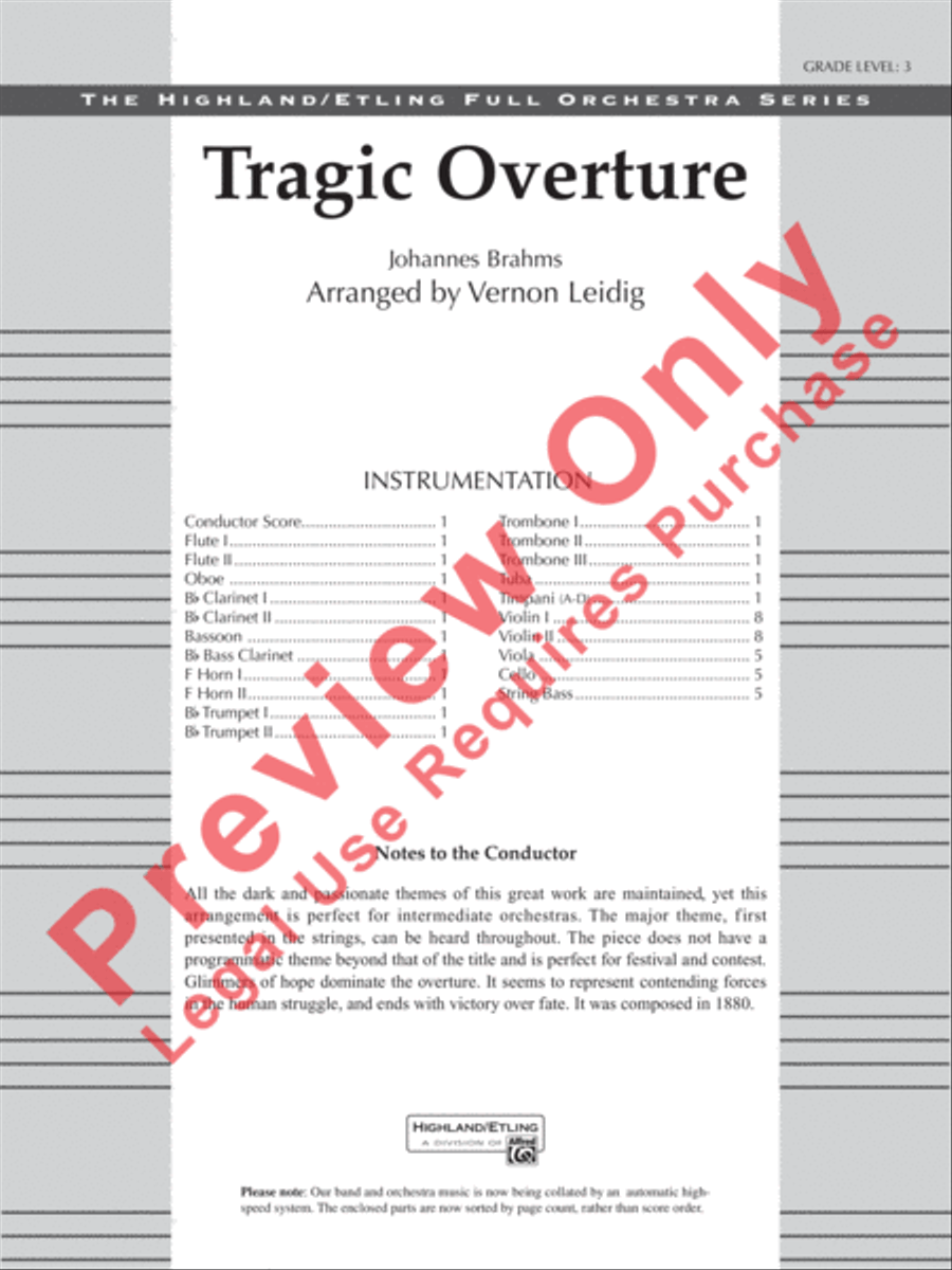 Tragic Overture Full Orchestra scores gallery preview page 2