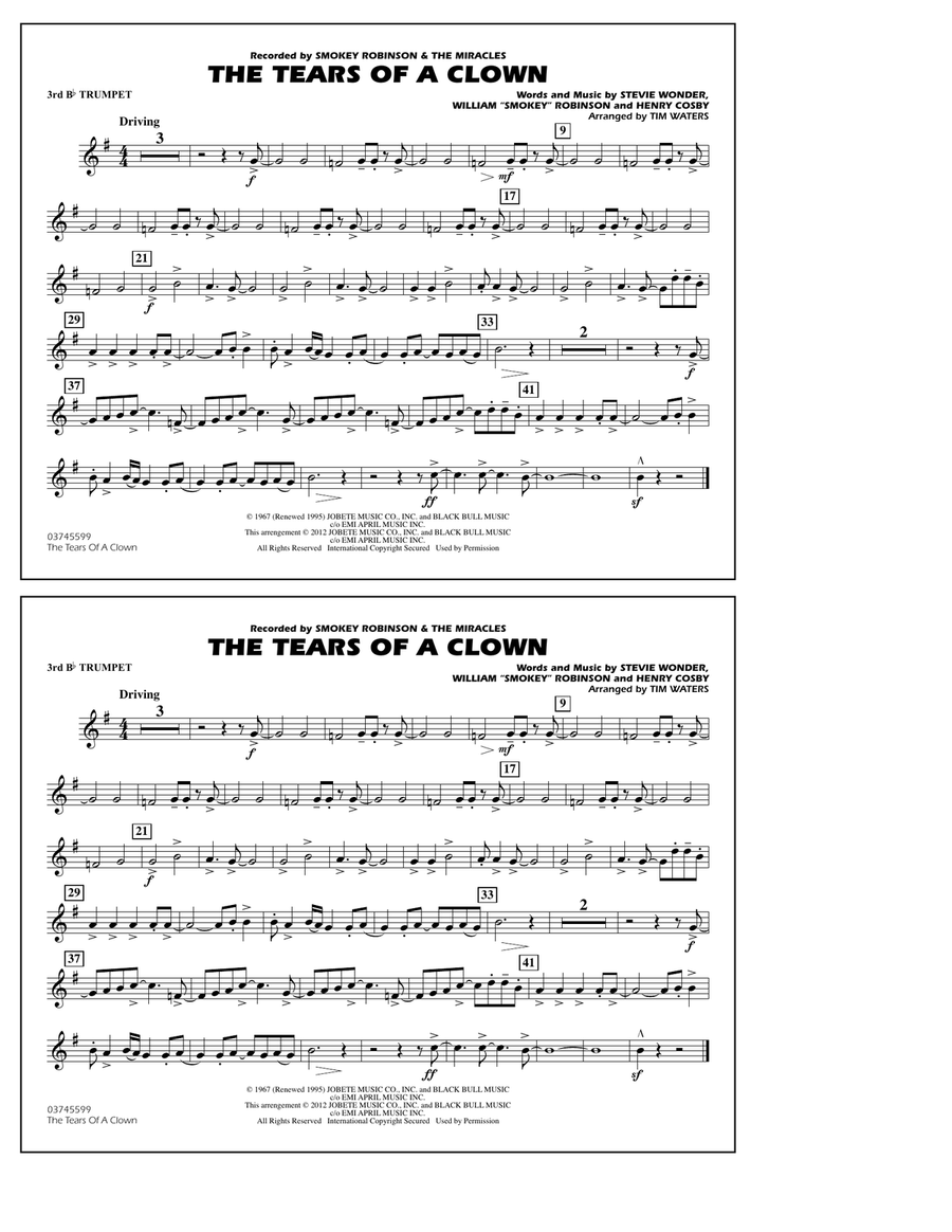 The Tears Of A Clown - 3rd Bb Trumpet Marching Band scores gallery preview page 1