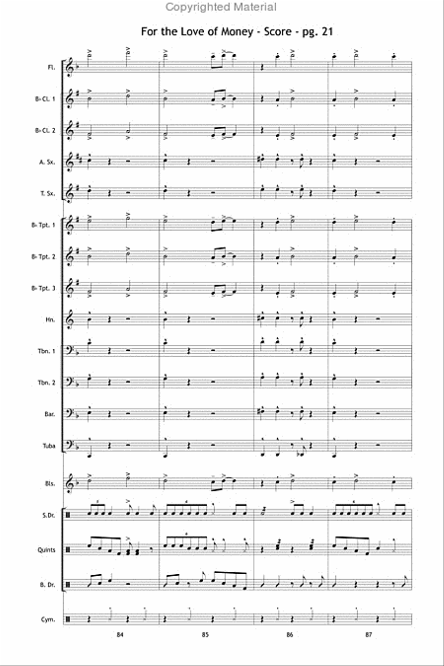 For the Love of Money Marching Band scores gallery preview page 22