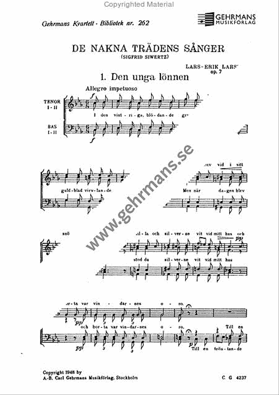 De nakna tradens sanger TTBB scores gallery preview page 2