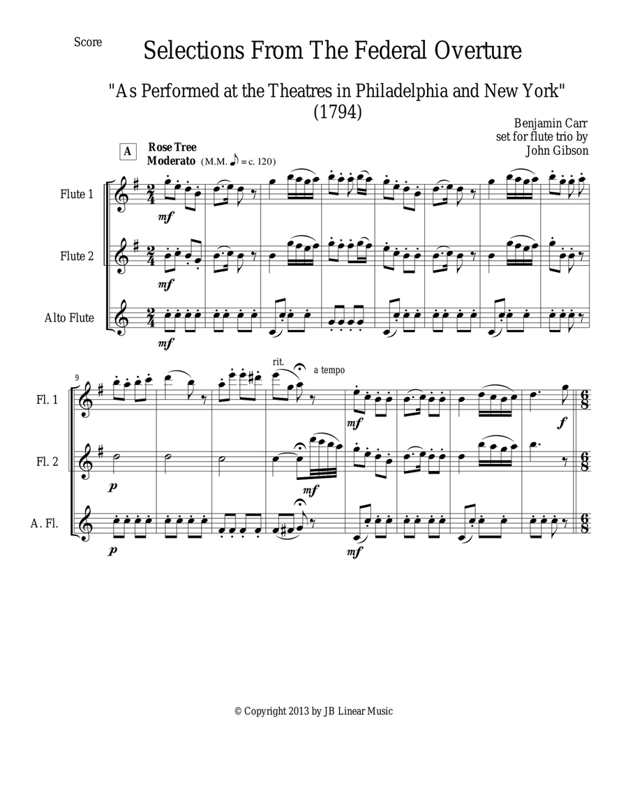 1794! Federal Overture for Flute Trio Flute Trio scores gallery preview page 2