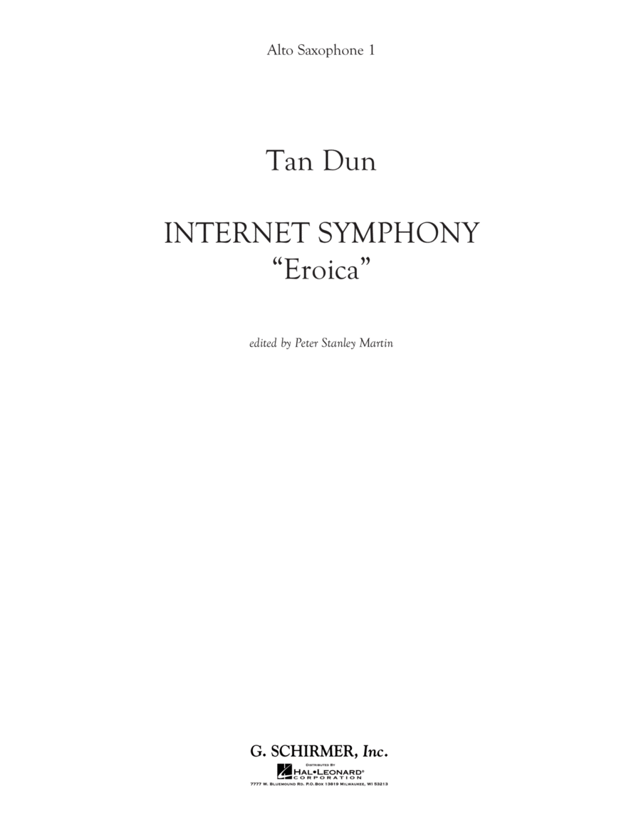 Book cover for Internet Symphony "Eroica" - Eb Alto Saxophone 1