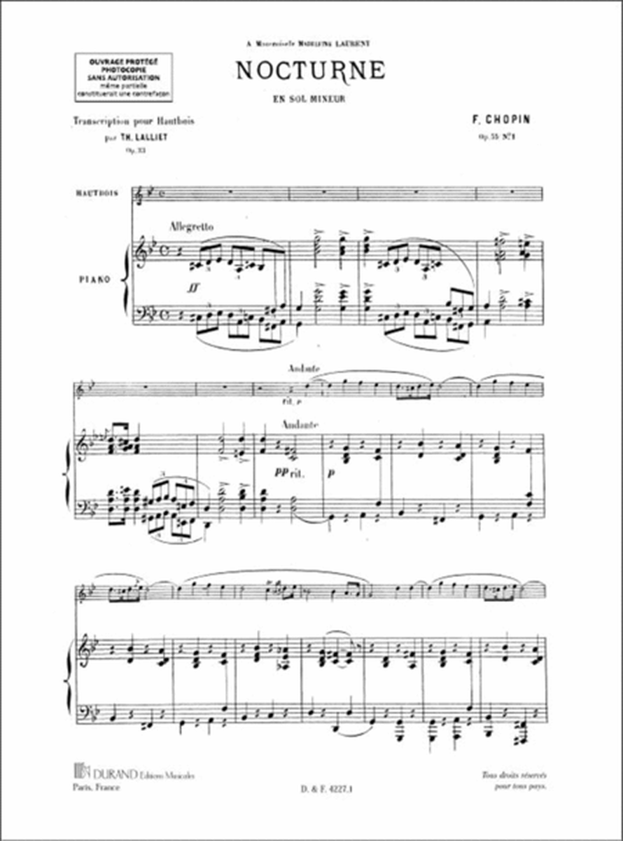 Nocturne Op 55 Clarinette-Piano