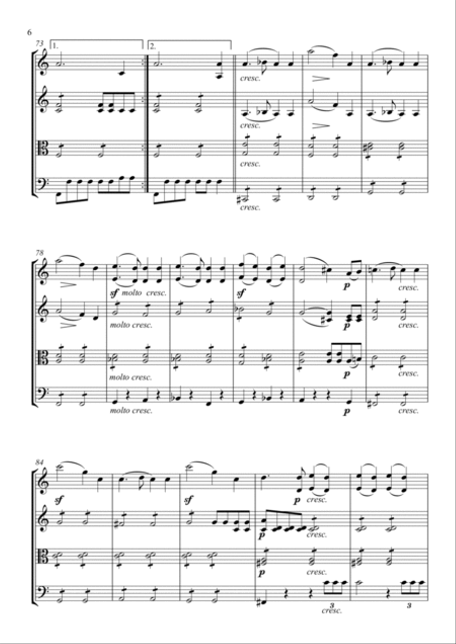 Wedding March from A Midsummer Night's Dream for String Quartet String Quartet scores gallery preview page 6