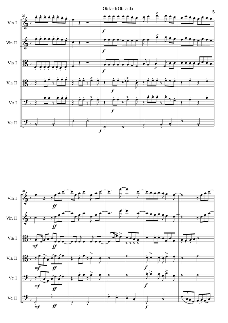 Ob-La-Di, Ob-La-Da String Trio scores gallery preview page 5