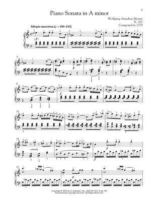 Book cover for Piano Sonata In A Minor, K. 310