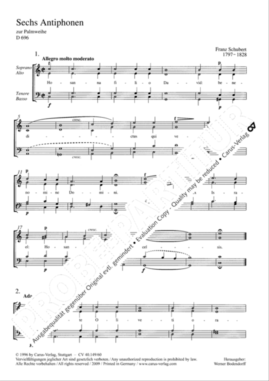 Sechs Antiphonen zum Palmsonntag Score scores gallery preview page 2
