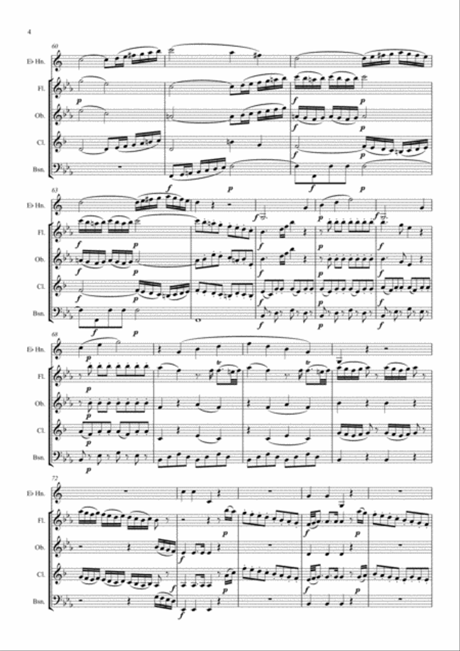 Mozart: Horn Quintet K407 (Complete) - wind quintet Woodwind Quintet scores gallery preview page 5