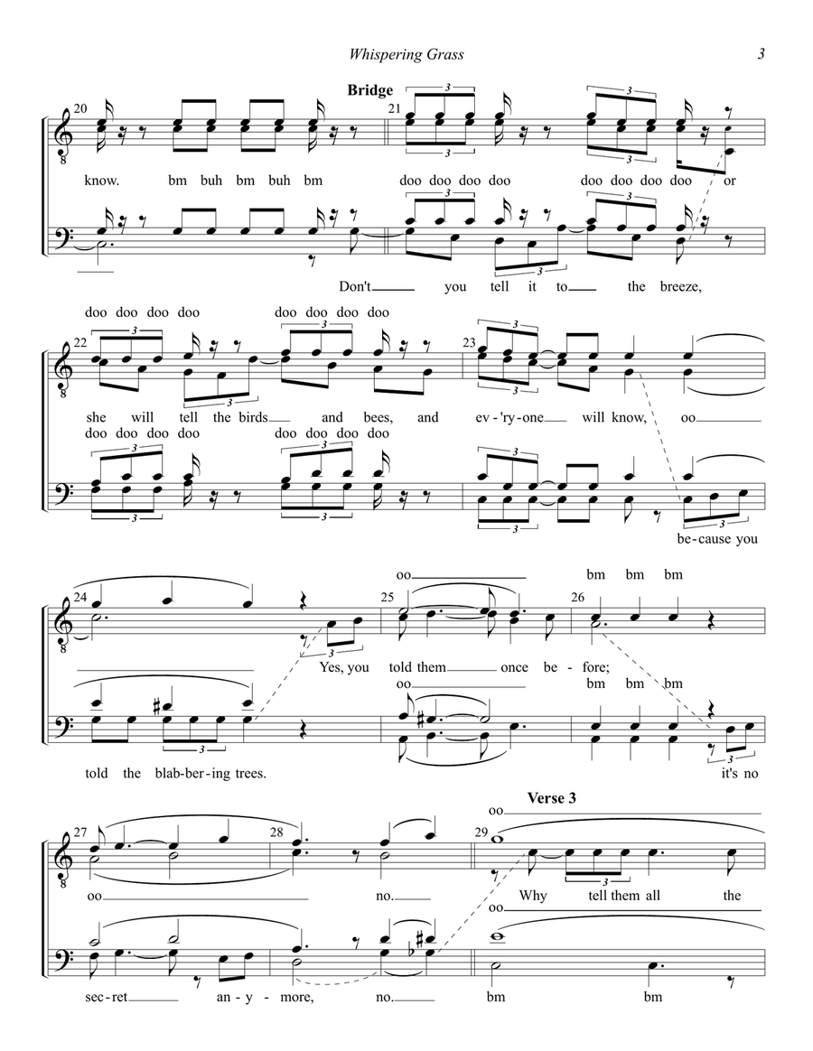 Whispering Grass (don't Tell The Trees) TTBB scores gallery preview page 3
