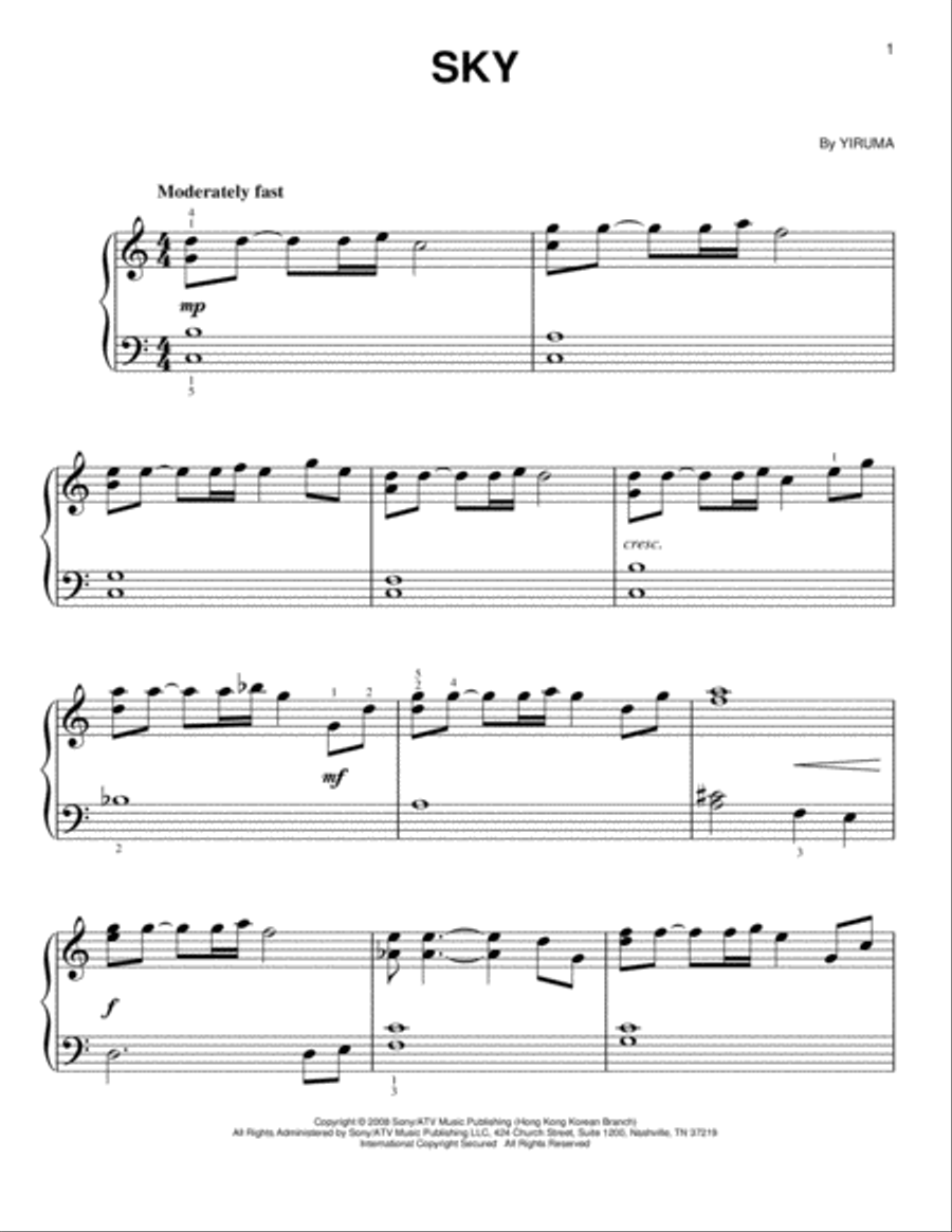 Sky Easy Piano scores gallery preview page 1