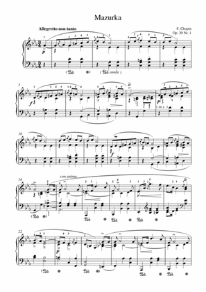 Chopin - Mazurka Op. 30 No.1 for piano solo