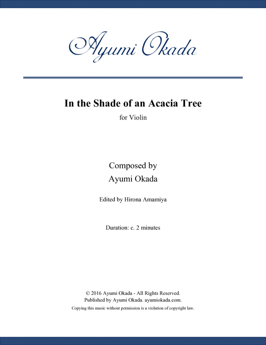 In the Shade of an Acacia Tree for Violin Chamber Music scores gallery preview page 1