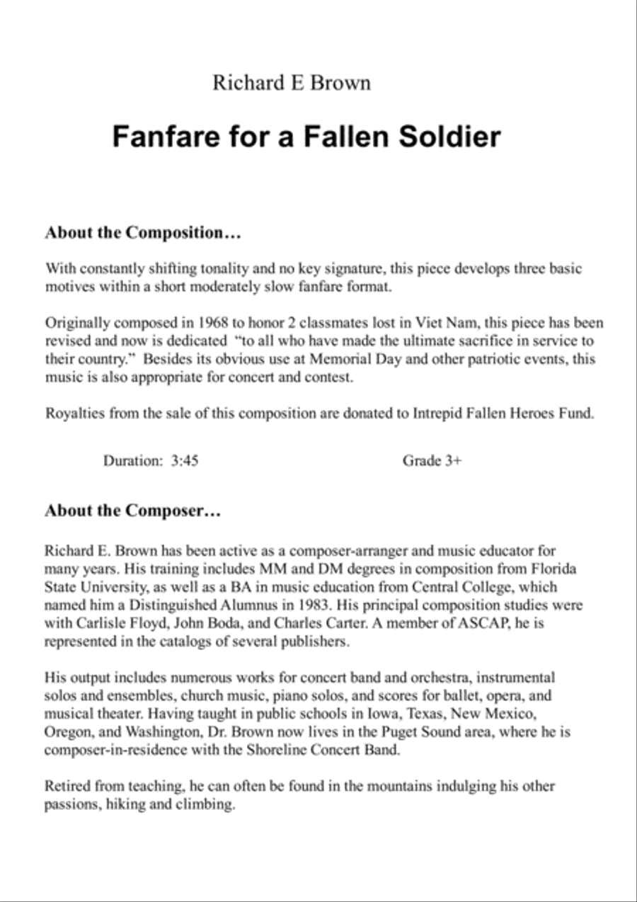 Fanfare for a Fallen Soldier Concert Band scores gallery preview page 3