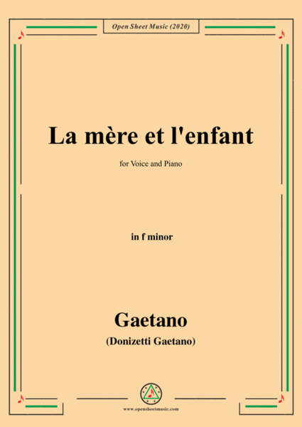 Donizetti-La mere et l'enfant,in f minor,for Voice and Piano image number null