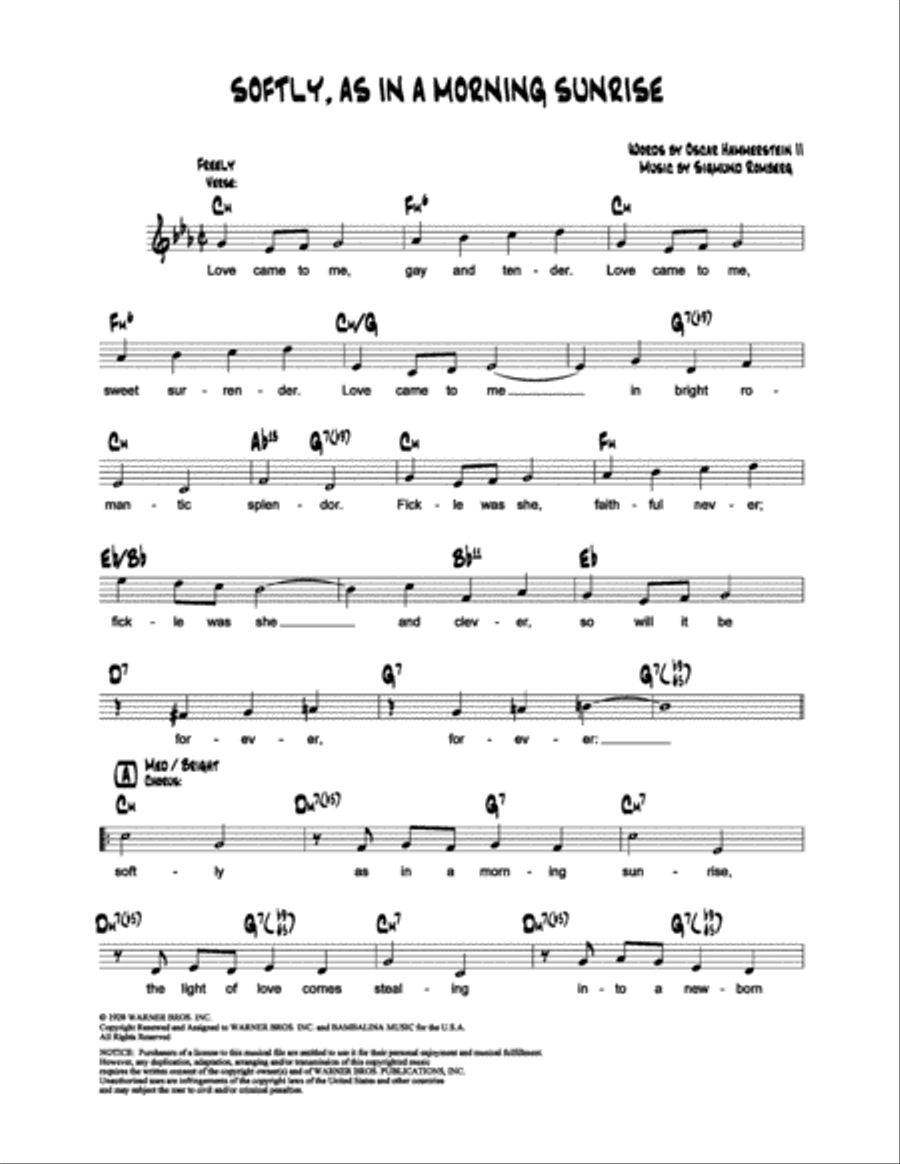 Softly, as in a Morning Sunrise School and Community scores gallery preview page 1