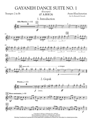 Gayenah Dance Suite No. 1 (Excerpts) (arr. Kenneth Snoeck) - Bb Trumpet 2