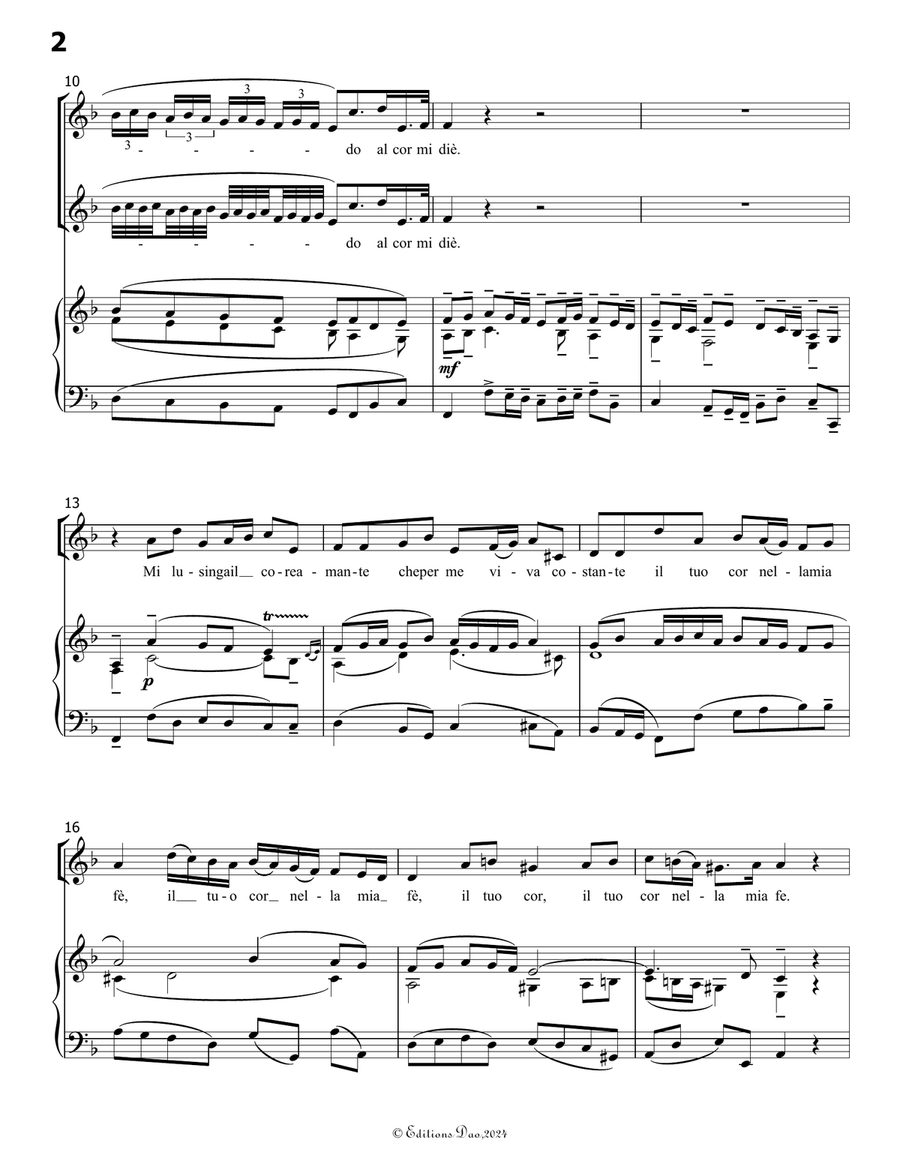 Ardo o cara a quella face, by Bassani, in F Major Voice scores gallery preview page 4