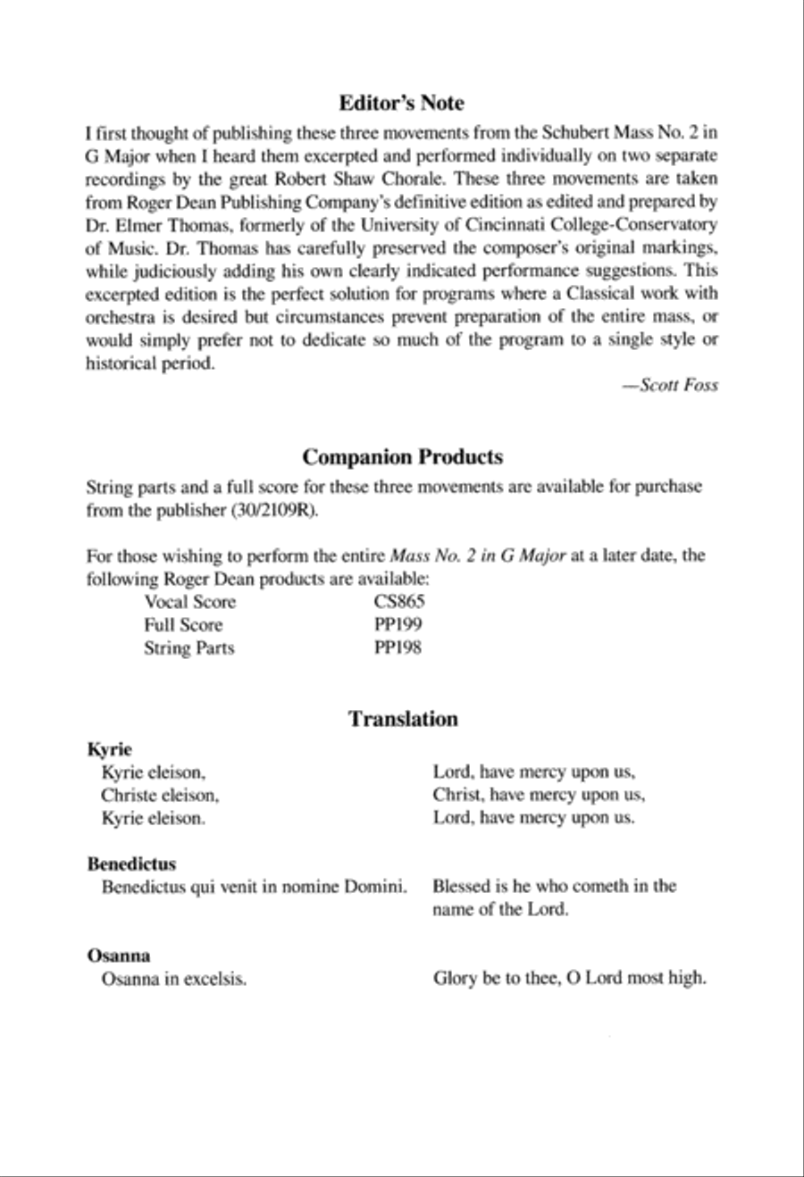Kyrie, Benedictus and Osanna 4-Part scores gallery preview page 2