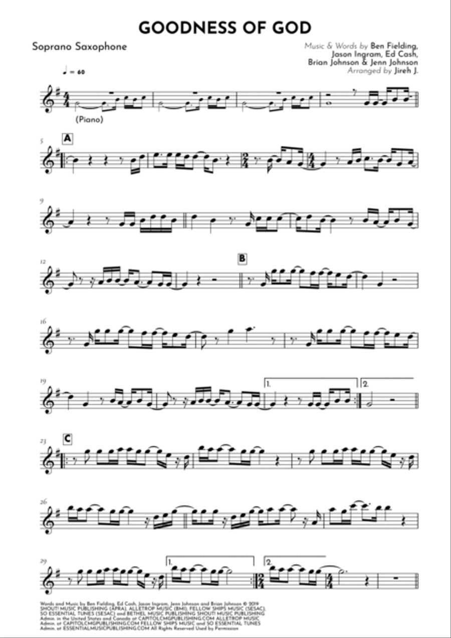 Goodness Of God Soprano Saxophone scores gallery preview page 2