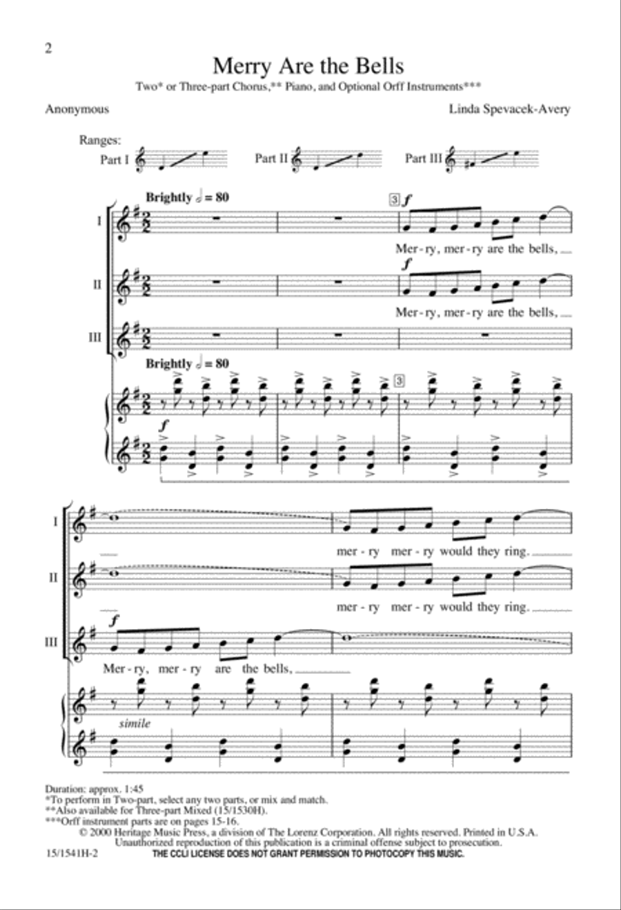 Merry Are the Bells 3-Part scores gallery preview page 2