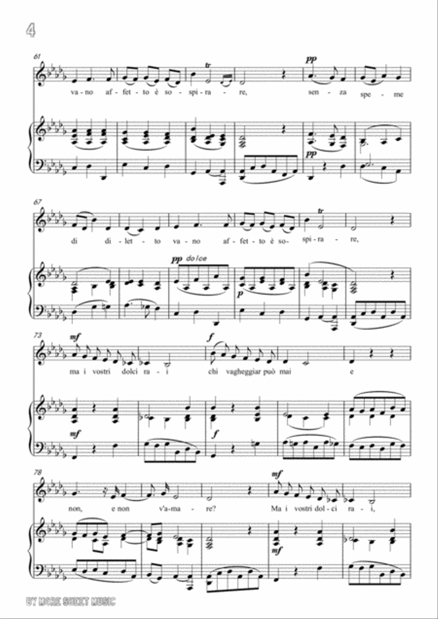 Bononcini-Per la gloria d'adorarvi in D flat Major,for voice and piano Voice Solo scores gallery preview page 6
