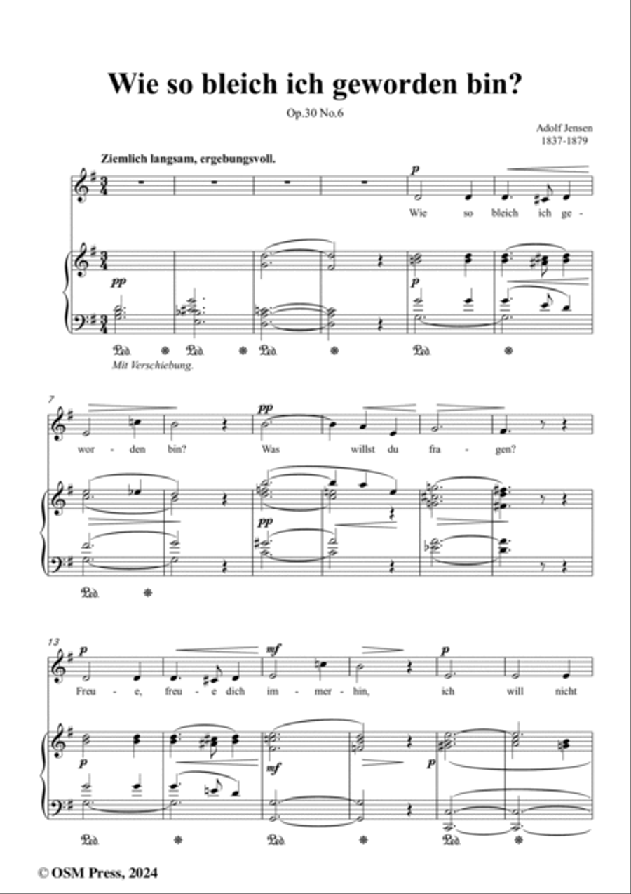 A. Jensen-Wie so bleich ich geworden bin?,Op.30 No.6,in G Major Voice scores gallery preview page 2