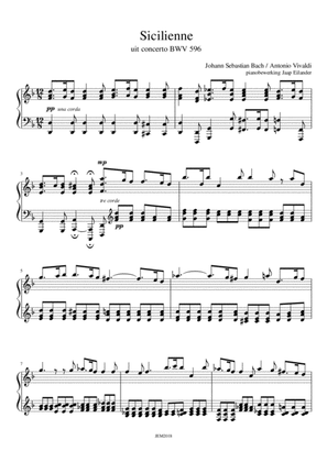 J. S. Bach, Sicilienne BWV 596, arrangment / transcription for piano by Jaap Eilander
