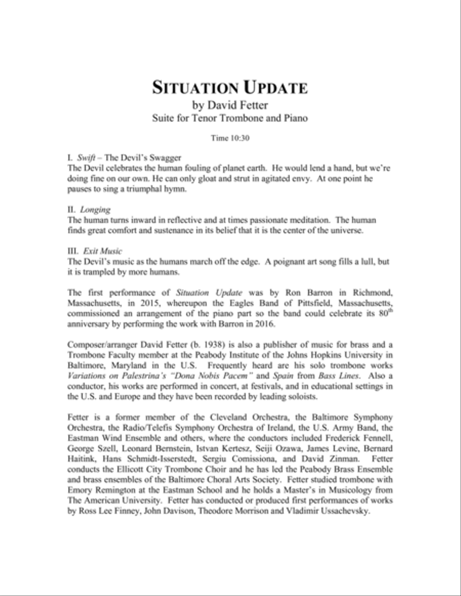Situation Update, Suite for Trombone and Piano Piano Accompaniment scores gallery preview page 2