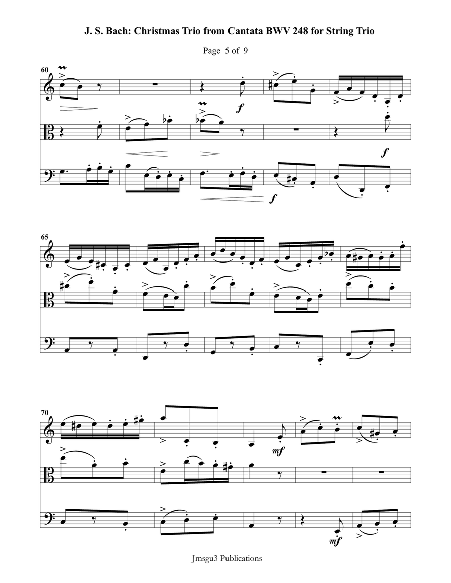Bach: Christmas Trio for String Trio String Trio scores gallery preview page 5
