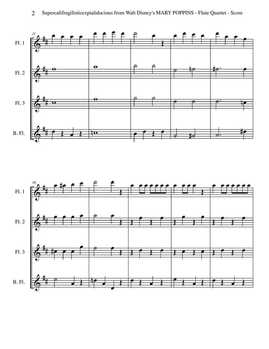 Supercalifragilisticexpialidocious from Walt Disney's MARY POPPINS Woodwind Quartet scores gallery preview page 2