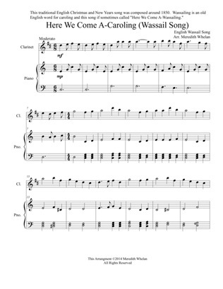 Christmas Duets for Clarinet & Piano: Here We Come A-Caroling (Wassail Song)