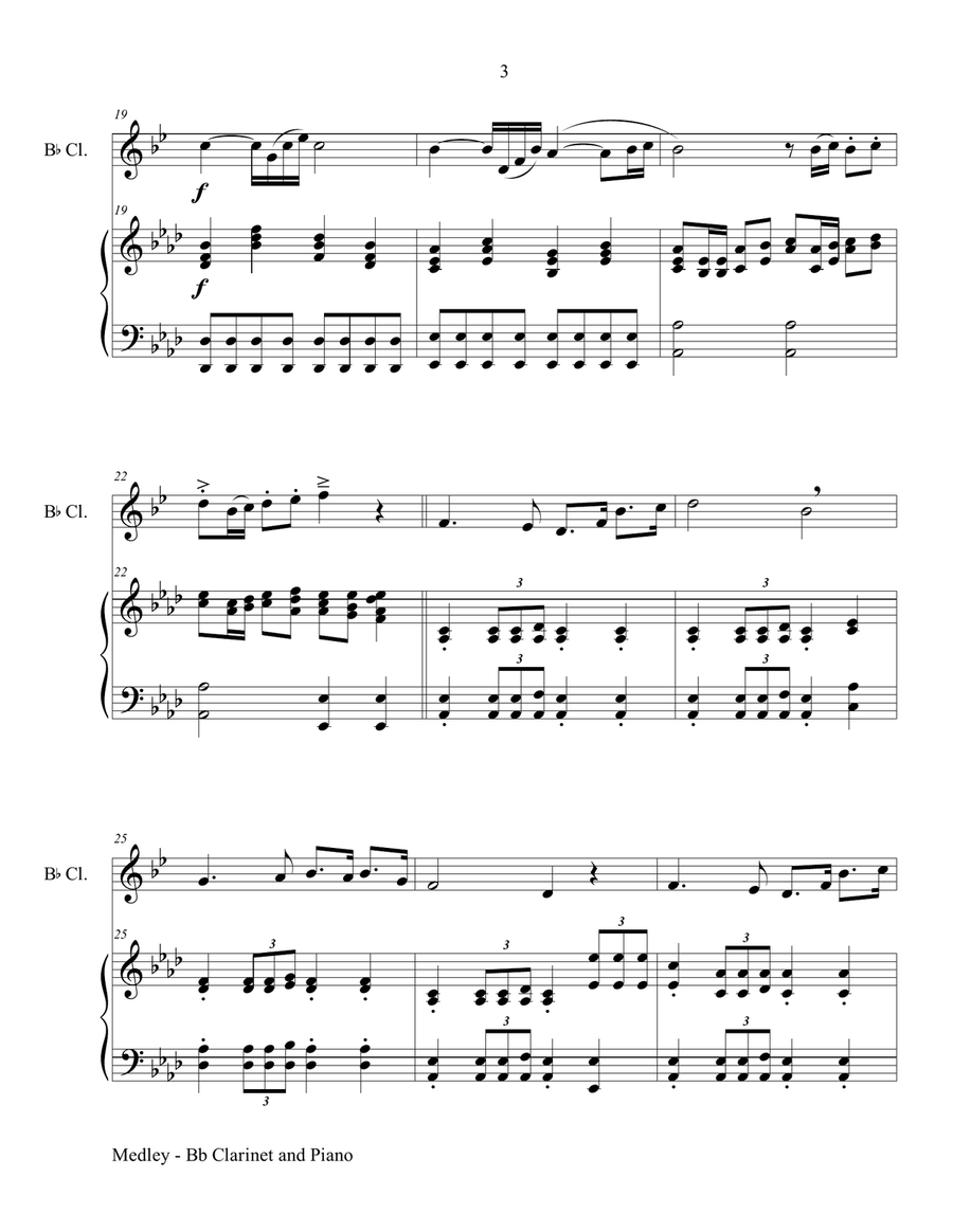 2 PATRIOTIC MEDLEYS for Bb Clarinet & Piano (Score & Parts included) B-Flat Clarinet scores gallery preview page 4